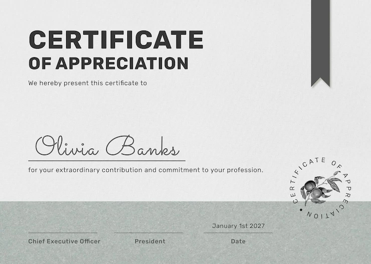 Editable certificate template in minimal botanical design Free Vector